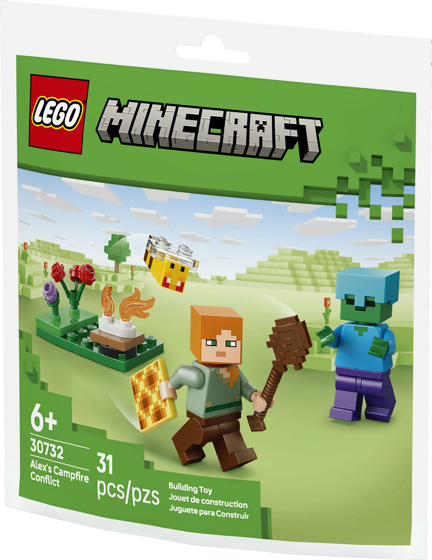 Set ndërtimi LEGO Minecraft 30732 Alex's Campfire Conflict, 31 pjesë, multikolor