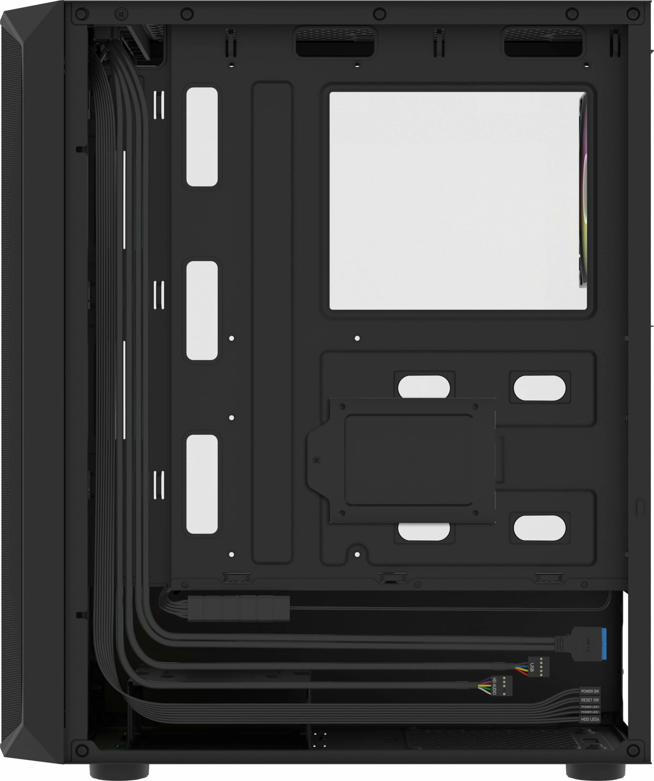 Kasë Fury Shobo SH4F RGB (NFO-2154) Midi Tower, ATX/µATX/Mini-ITX, 4x120mm RGB fan, tempered glass, e zezë