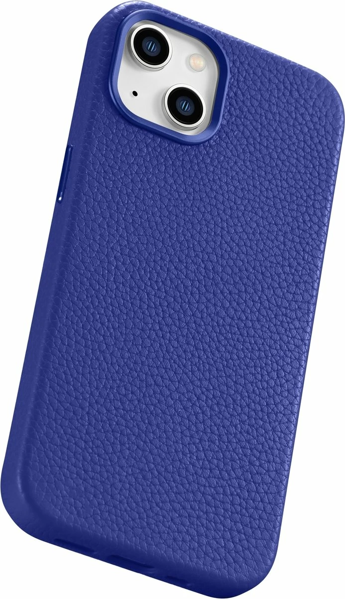 Mbështjellës lëkure iCarer Litchi Premium për iPhone 14 Plus me MagSafe, Kaltër e errët