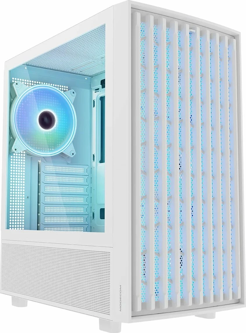 Kasë Modecom Breeze ARGB Flow AT-BREEZE-MG-ARGB-20-000000-0002, Midi Tower ATX/mATX, 4x140mm ARGB, USB-C, e bardhë
