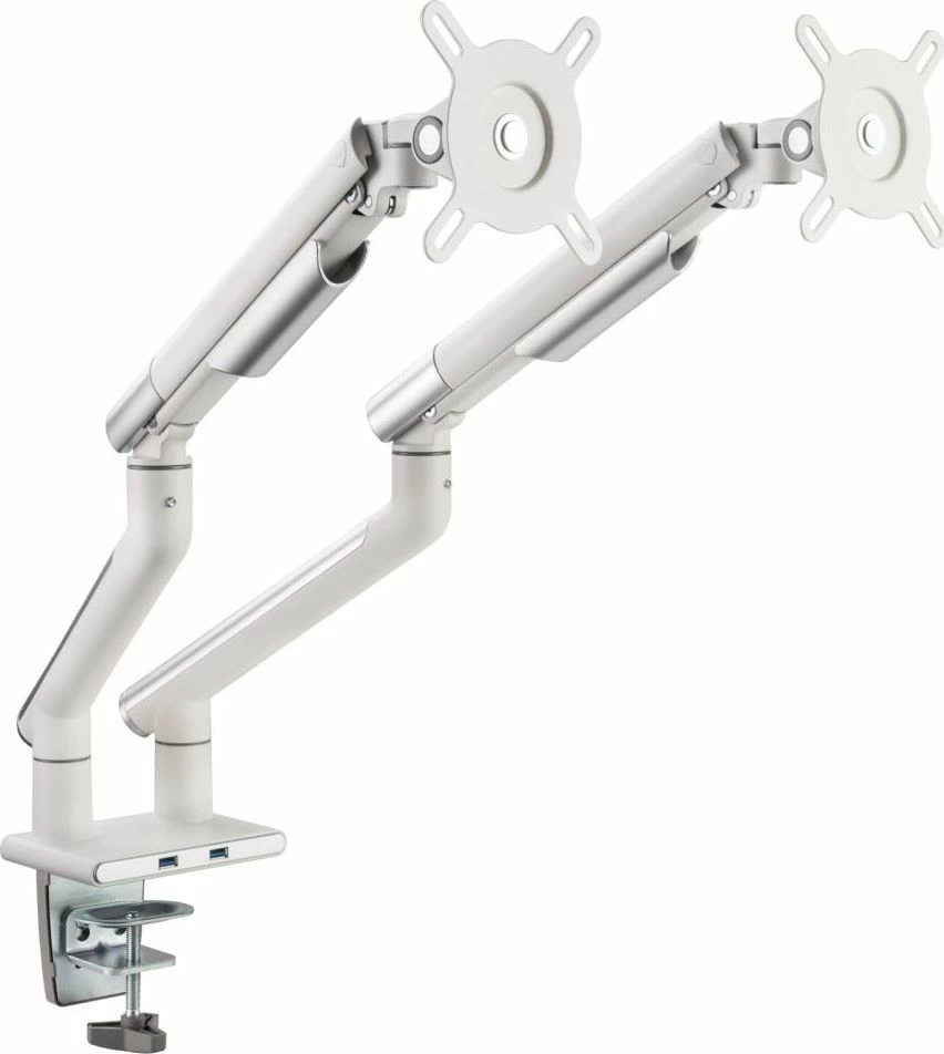Mbajtëse monitori për tavolinë Art RAMM L-20GD, për 2 monitorë 17\"-32\", VESA 75x75/100x100, deri 9 kg, gas spring, e bardhë