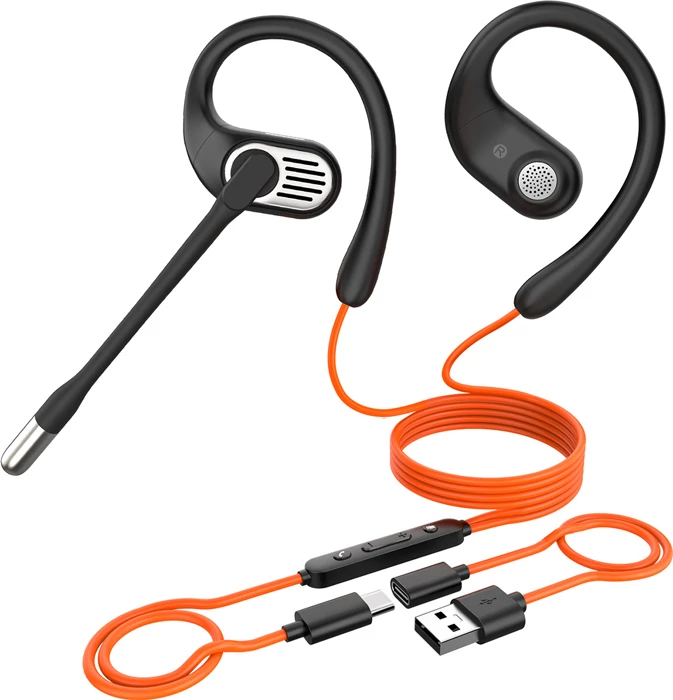 Kufje me kabllo OneOdio OpenRock Link 10, USB-C/USB-A, open-ear, mikrofon dual AI, 1.2 m + 0.95 m, të zeza, set