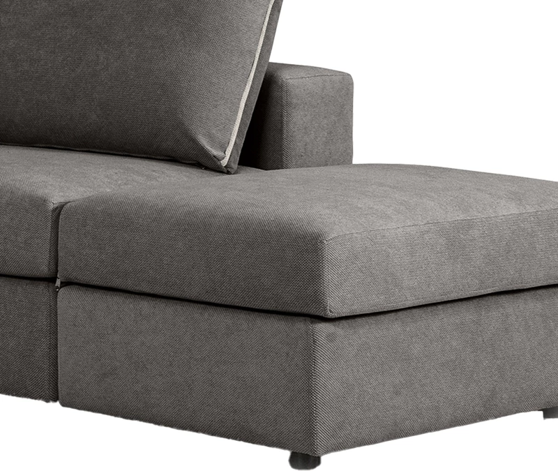 Divan polymorfik i kthyeshëm London, pëlhurë gri, jastëkë gri të çelët, 296x246x95 cm