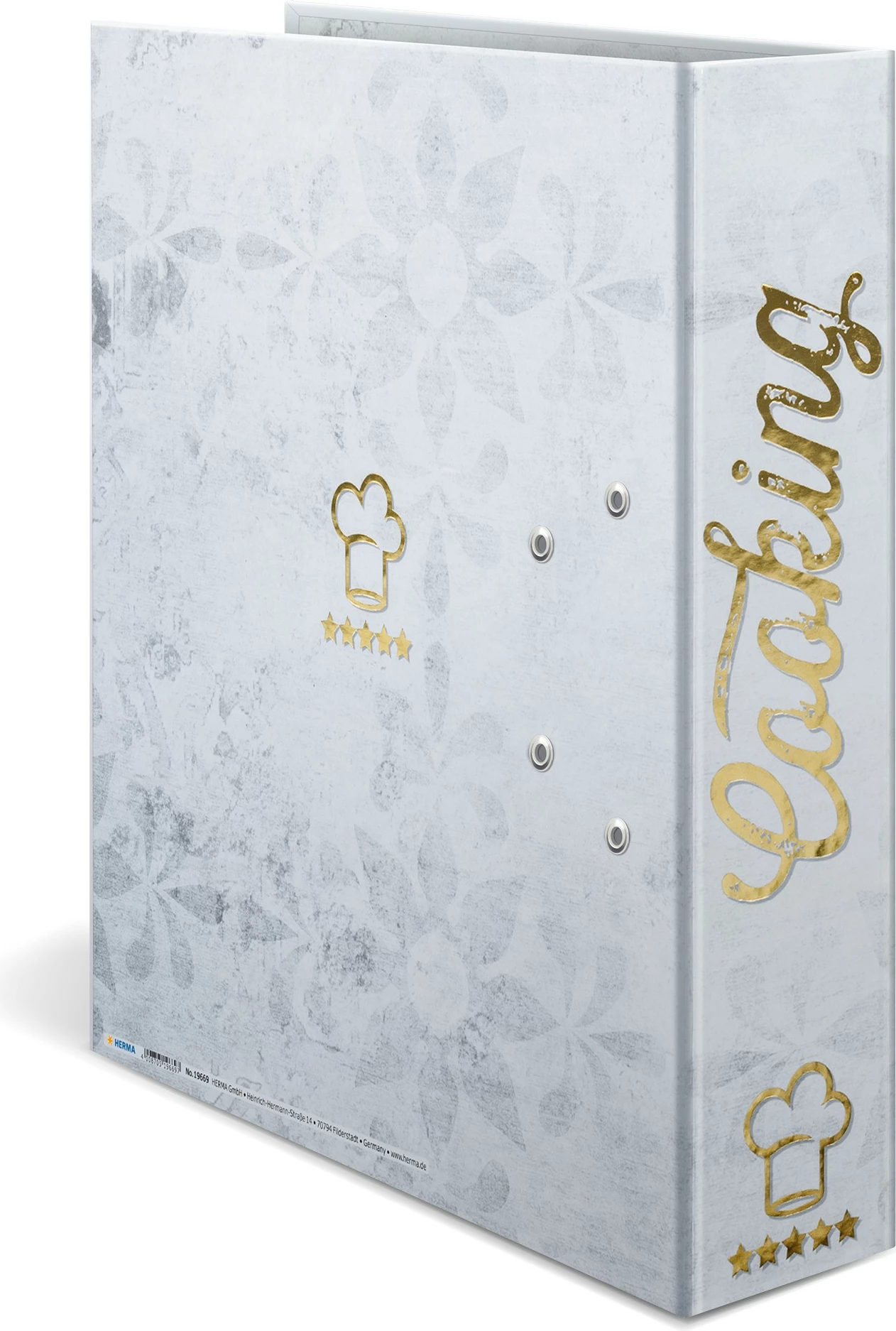 Dosje organizuese HERMA Cooking with Love, A4, D-ring, karton, 7 cm, e bardhë/e kuqe/e artë