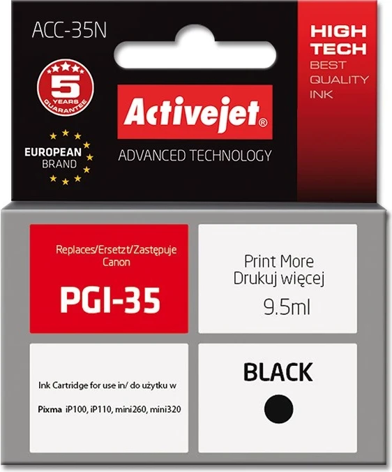 Ngjyrë zëvendësuese Activejet ACC-35N për printer Canon, e zezë