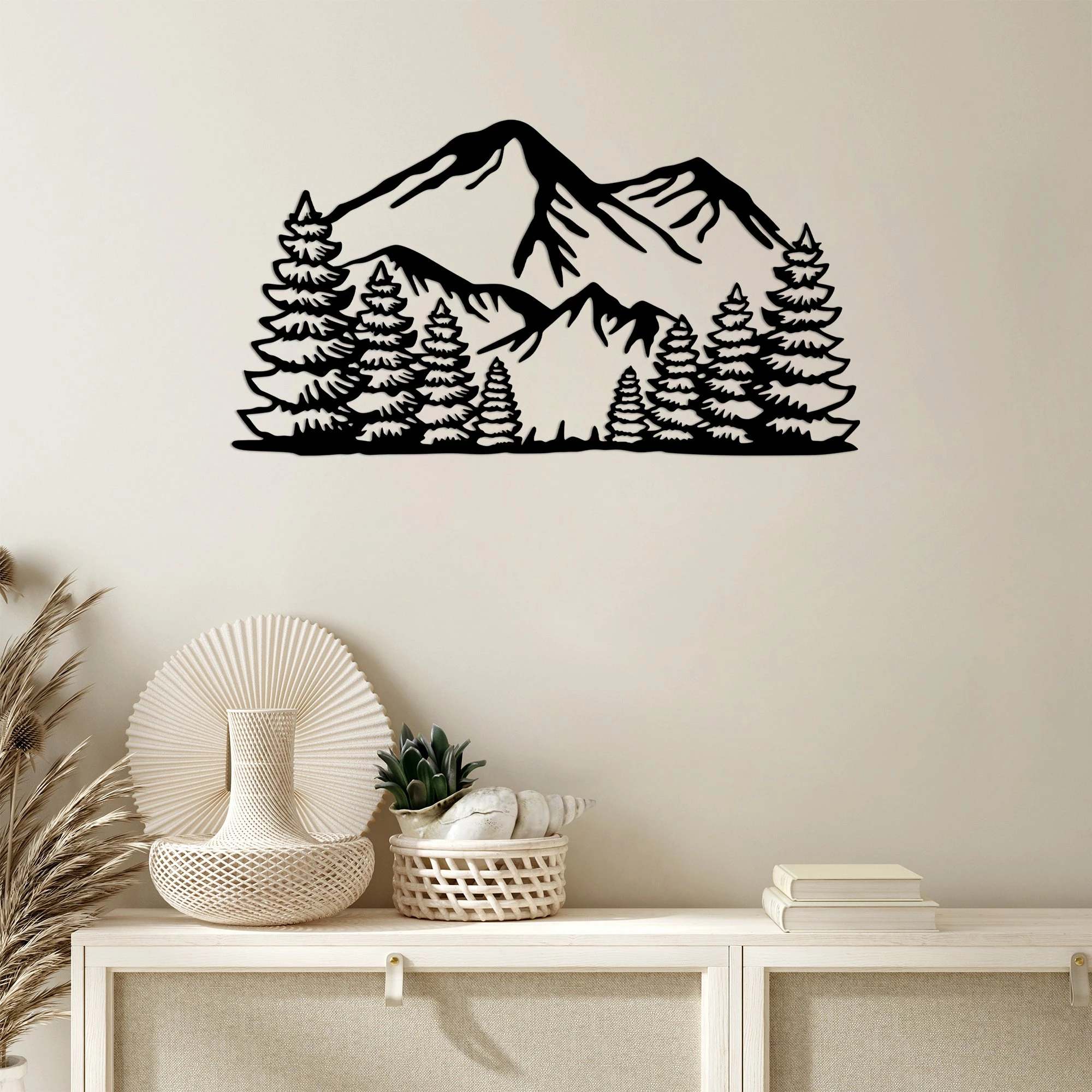 Aksesor dekorativ metalik për mur, Wallity, Ergan, ngjyrë e zezë, 37x70cm