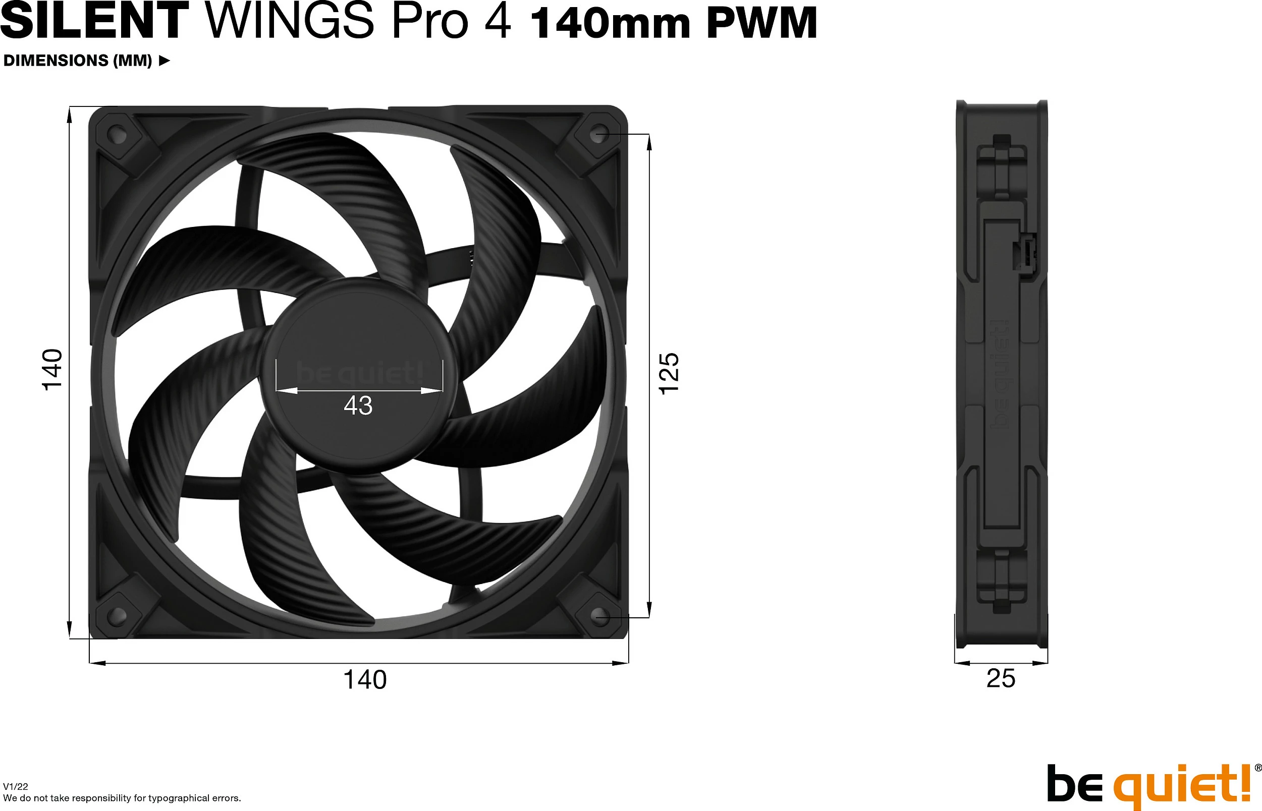 Ventilator Be Quiet! SILENT WINGS PRO 4, 140mm PWM, i zi