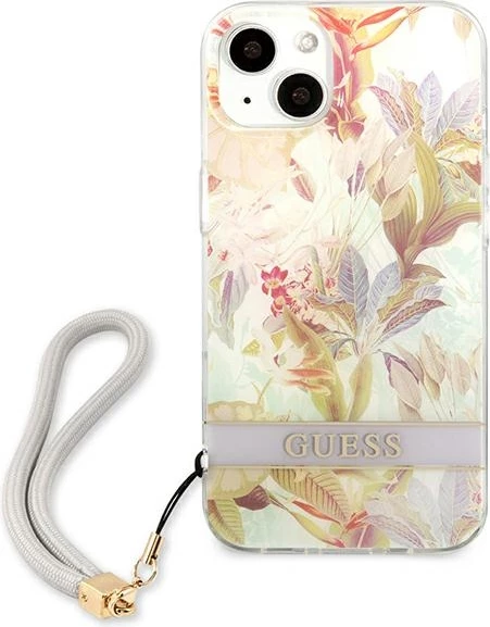 Mbështjellës Guess GUHCP13SHFLSU për iPhone 13 mini 5.4", Flower Strap, vjollcë