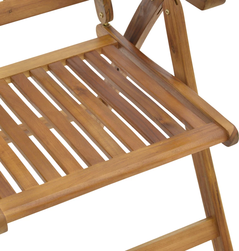 Karrige e palosshme me 5 pozicione, dru akacie, ngjyrë natyrale, 61x65x110cm