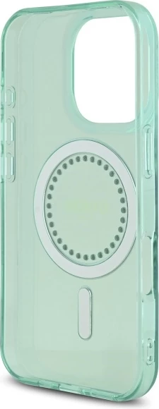 Mbështjellës Guess IML Rhinestones MagSafe për iPhone 16 Pro Max, i gjelbër