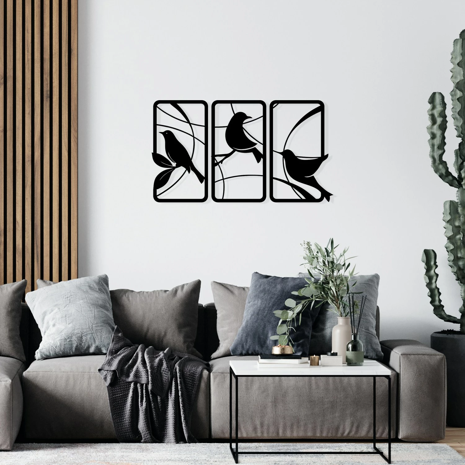 Aksesor dekorativ metalik për mur, Wallity Sentimiento 337, ngjyrë e zezë, 120x68cm