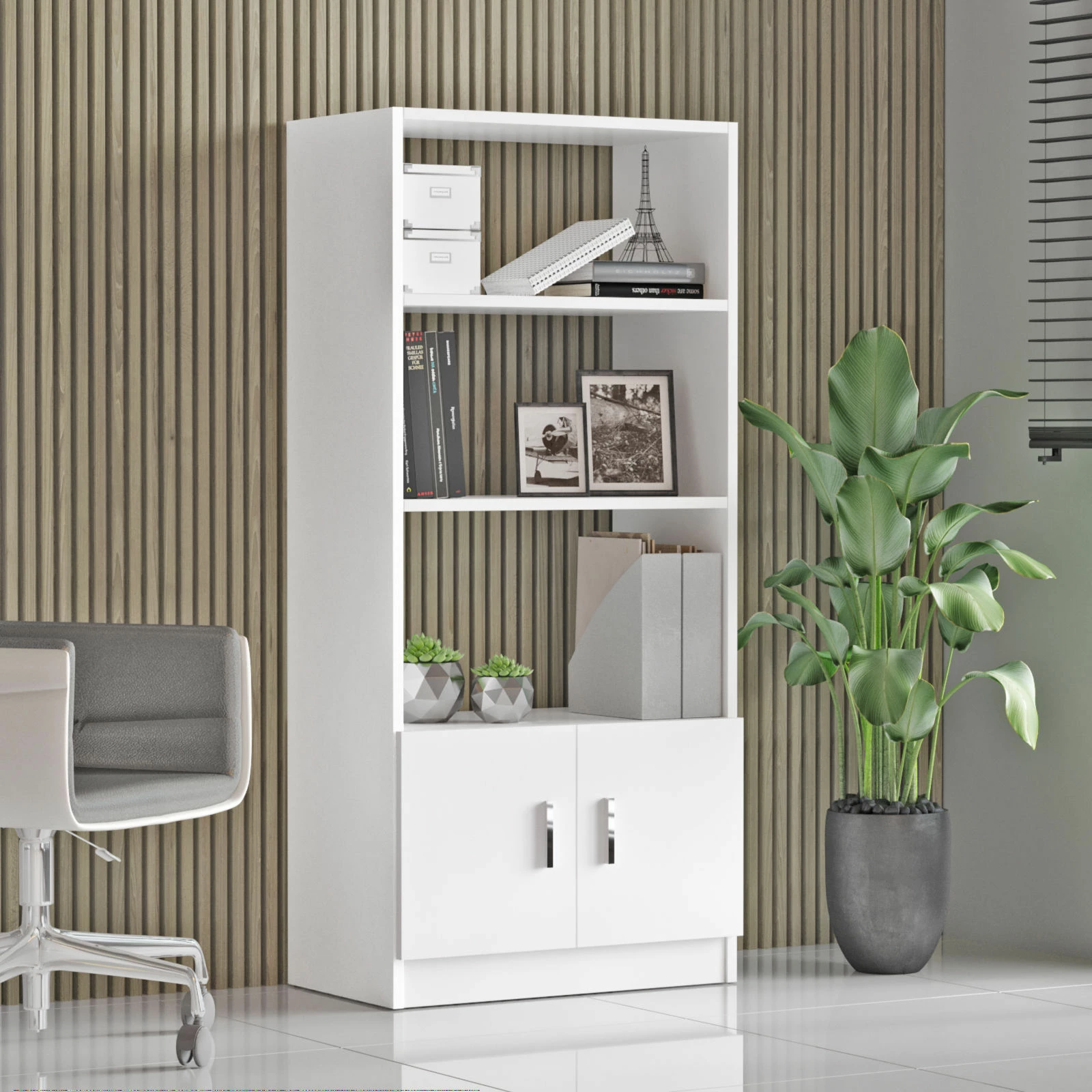 Raft librash Hanah Home, Vo4-W, i bardhë