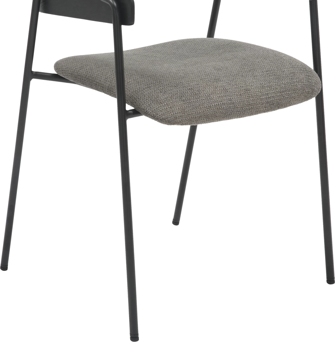 Karrige për tavolinë ngrënieje KORIN FH9975.02 metal & dru, pëlhurë e zezë-gri, 54x51x72,5H cm, set prej 2 copë