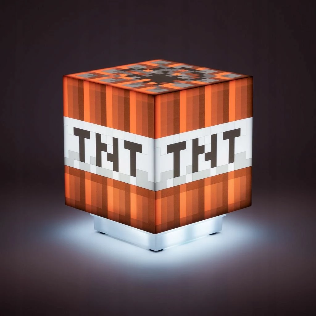 Lampë tavoline Minecraft 4714, 11 x 9 cm, me tingull TNT, 3xAAA (pa bateri), në kuti dekorative, e kuqe