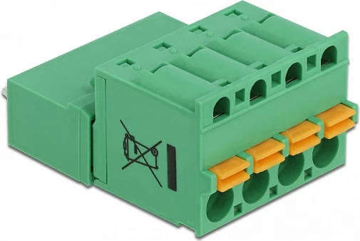 Bllok terminali DeLOCK për PCB, 4-pin, pitch 5.08 mm, vertikal, AWG 28-12, i gjelbër