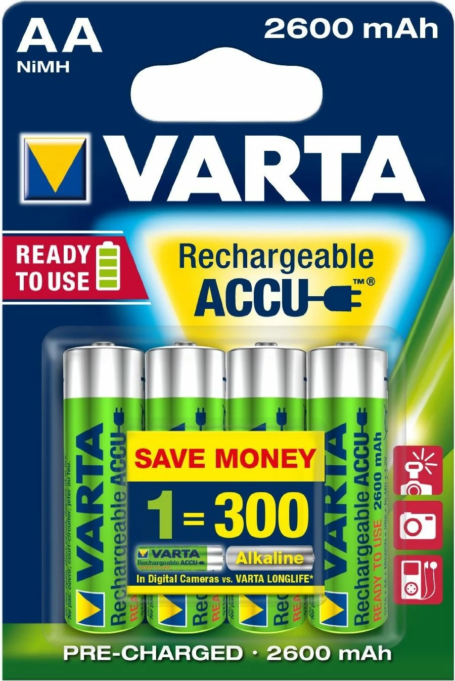 Bateri rikarikueshme Varta Rechargeable Accu AA/R6 2500mAh 1.2V (4 copë)
