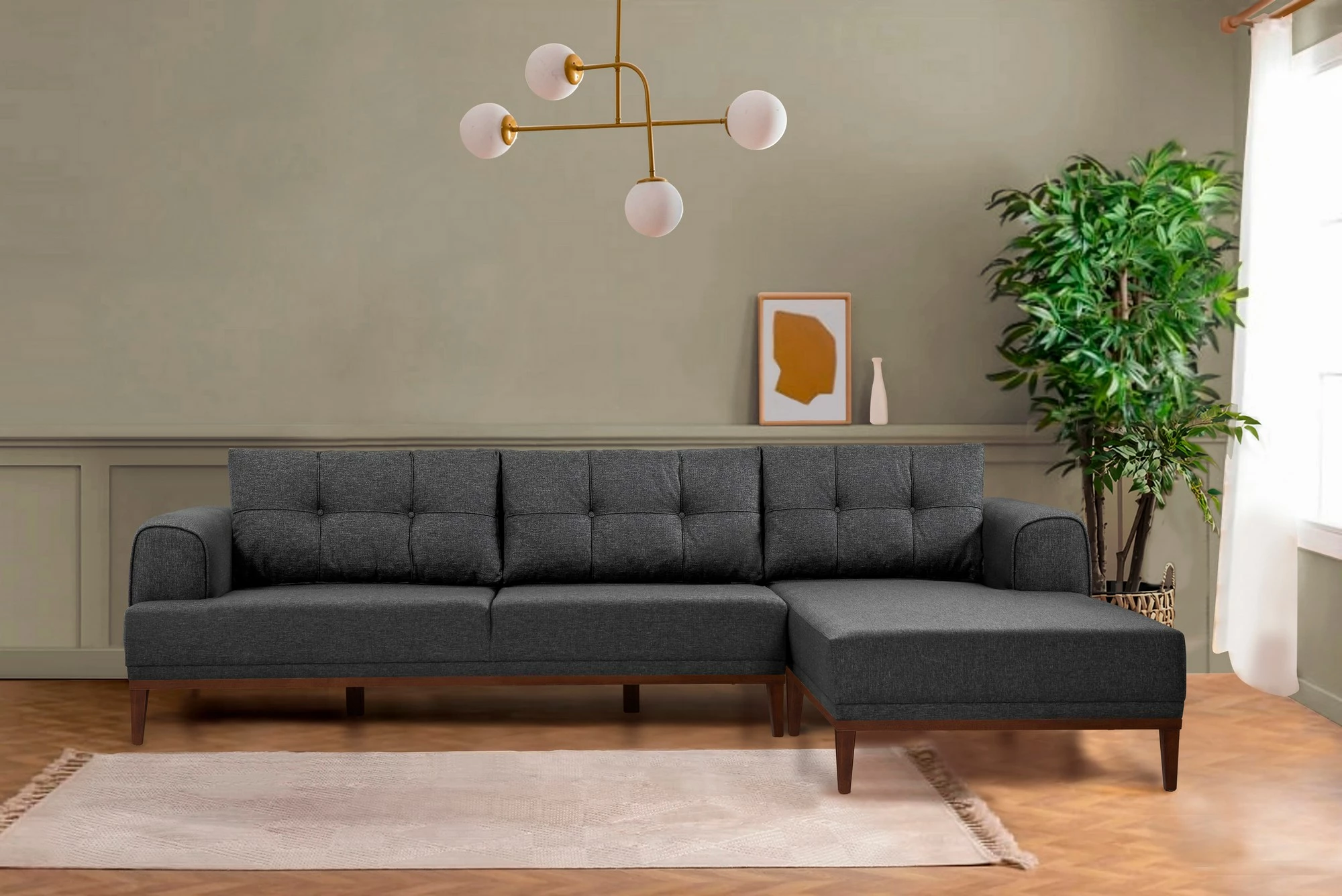 Këndore Atelier del Sofa, Vina, anthracite dhe walnut