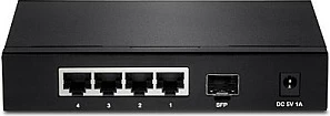 Switch TRENDnet TEG-S51SFP, 4x Gigabit RJ-45 + 1x SFP, Unmanaged, montim në mur, i zi