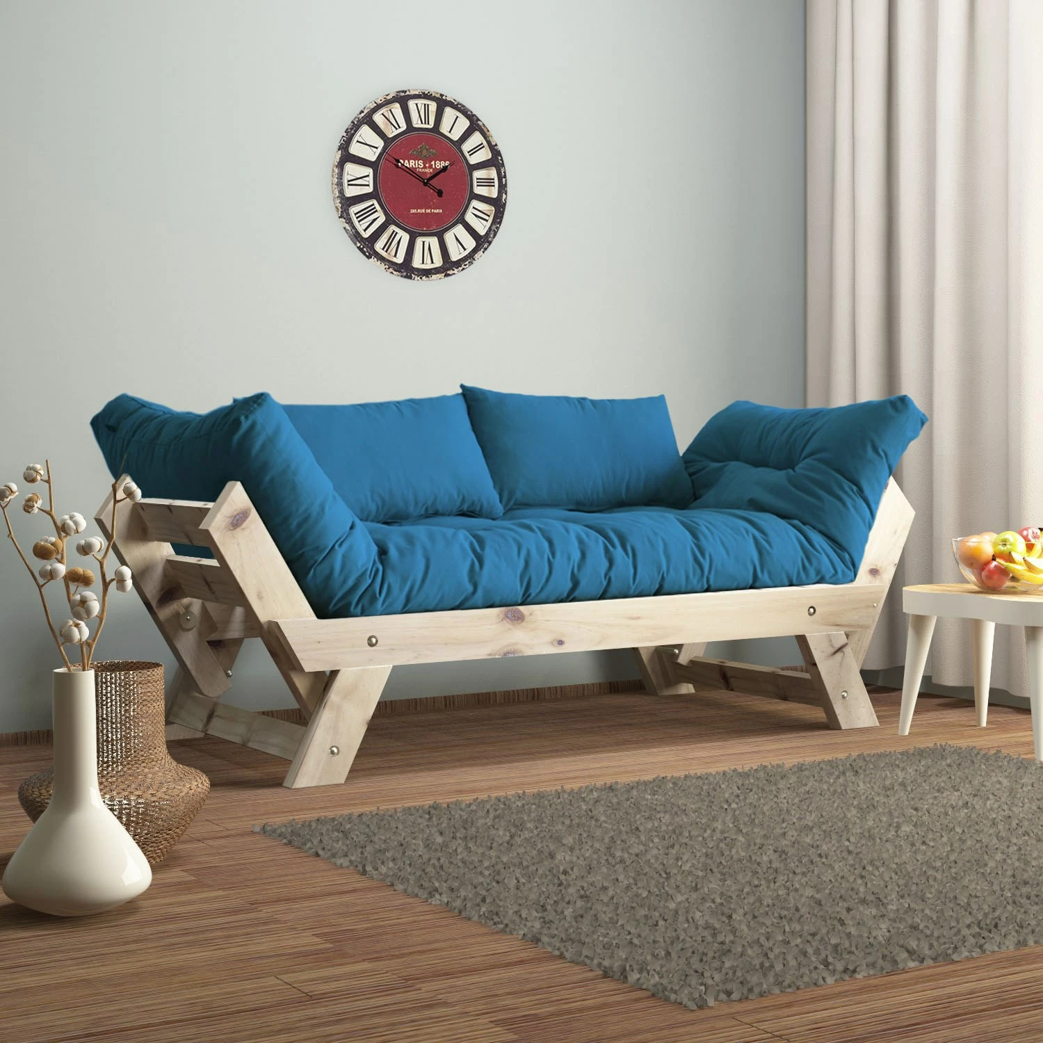 Divan kopshti dy vendësh, Skye Decor, natyral/blu, CPT8109-210