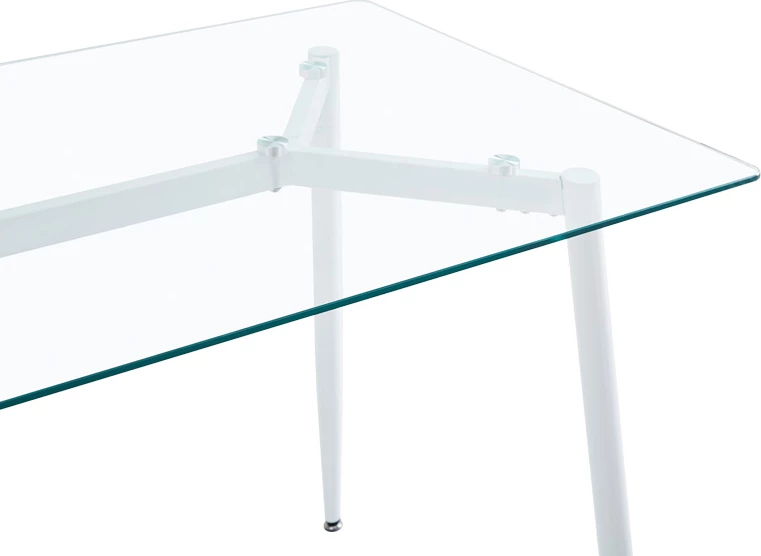 Tavolinë me karrige QUANA-GASTON, xham transparent 8mm, e bardhë-natyrale, set 5 copë, 120x70x75cm