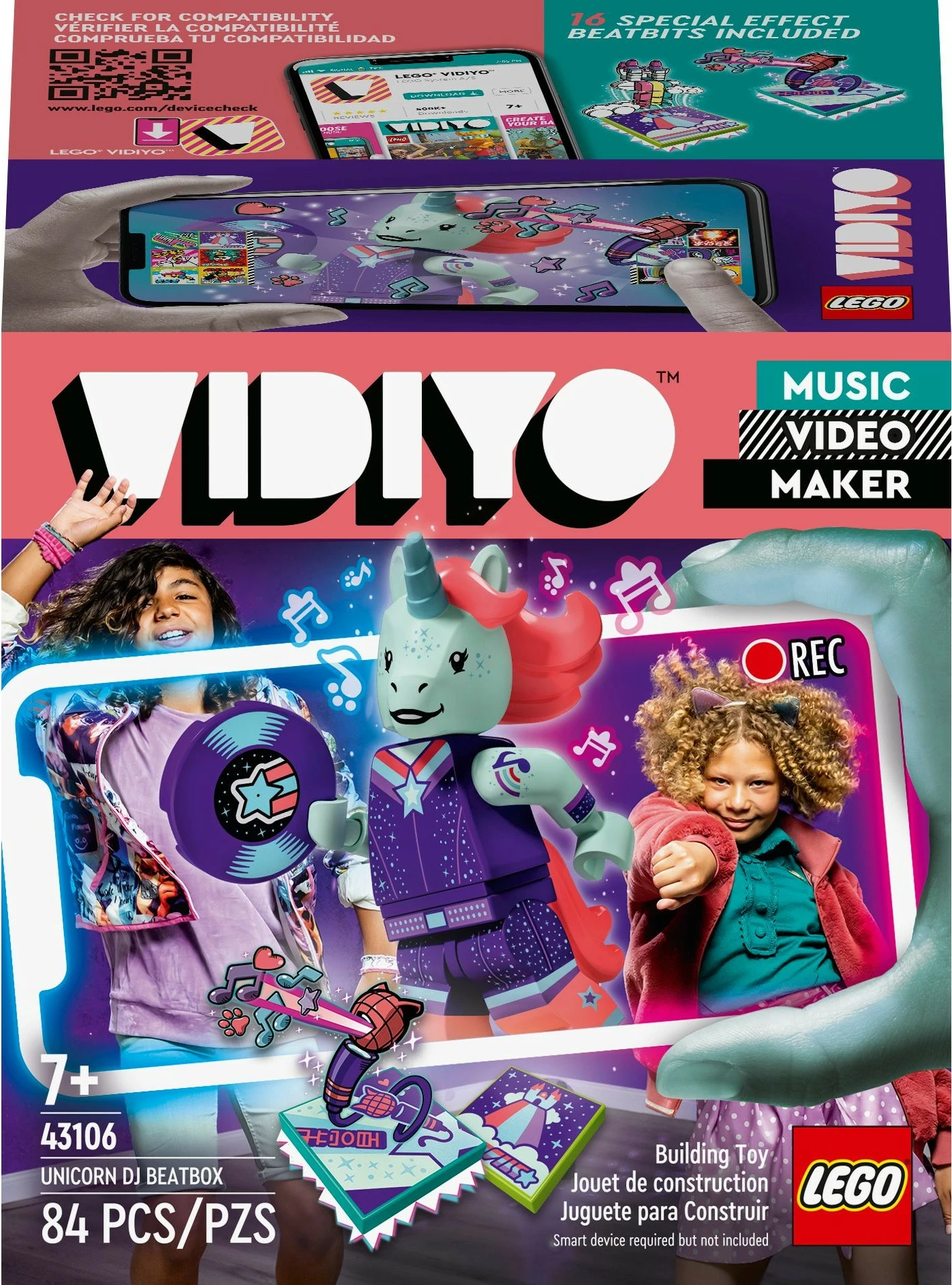Set ndërtimi LEGO VIDIYO Unicorn DJ BeatBox, 84 pjesë, Multikolor
