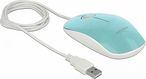 Maus DeLOCK 12538, USB-A, 1200 DPI, ambidekstr, LED, turkeze