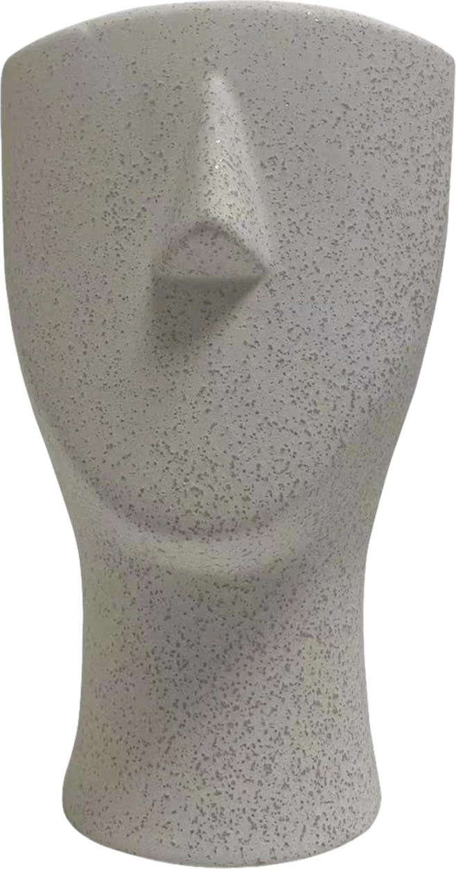 Dekor tavoline prej qeramike, fytyrë njeriu, ngjyrë e bardhë, FH4632, 13.5x13.5x22.5 cm