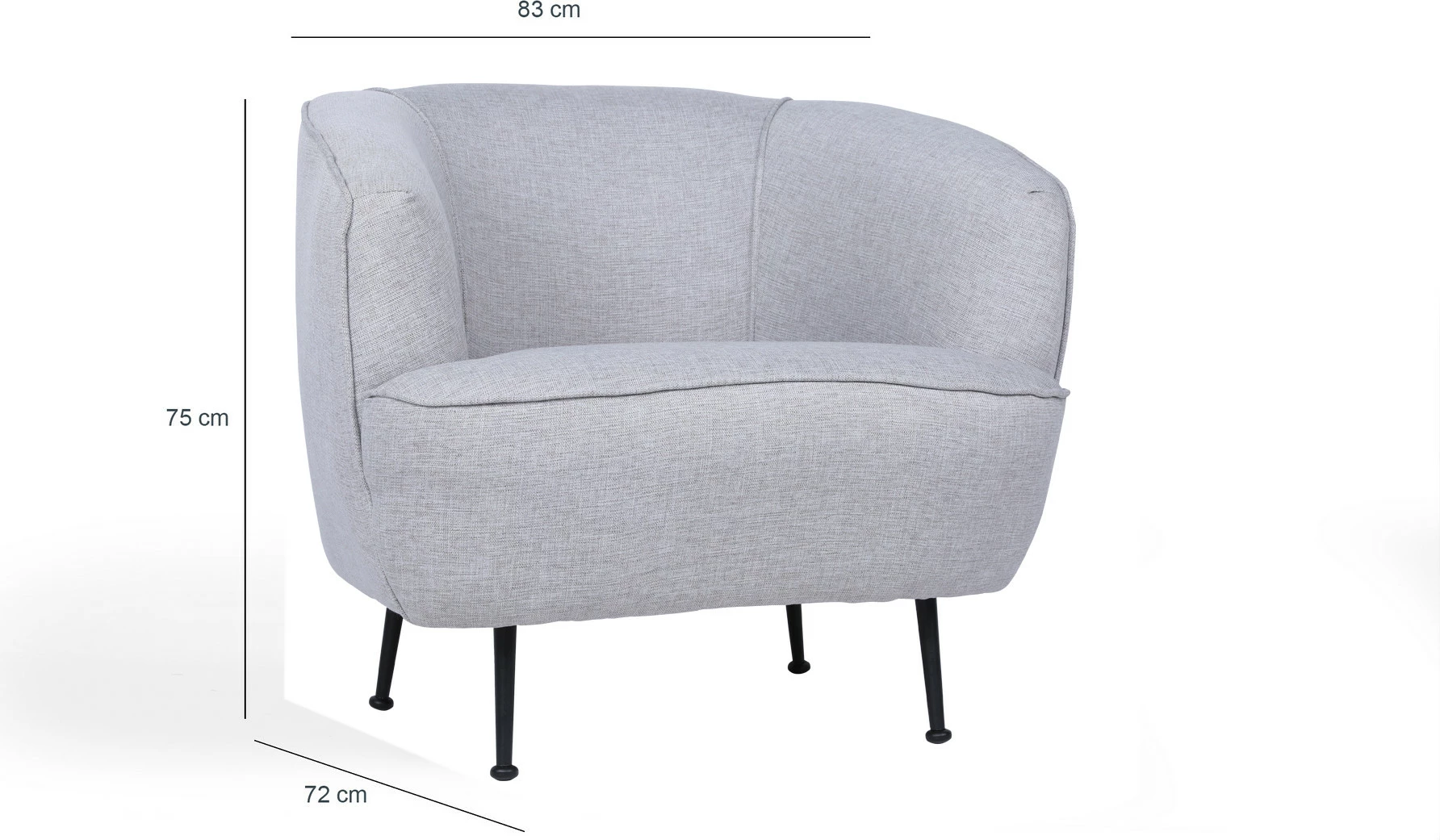 Karrige Wing Atelier del Sofa, Piccoli (Bony), lino, ngjyrë gri e çelët
