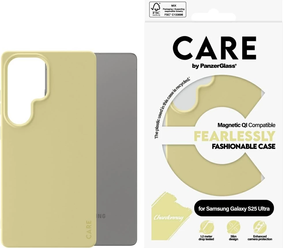 Mbështjellës PanzerGlass CARE Fashion QI për Samsung Galaxy S25 Ultra, Verdhë