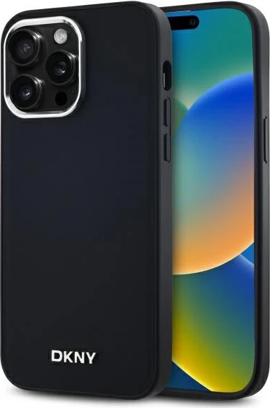 Mbështjellës DKNY Plain Logo MagSafe për iPhone 14 Pro Max, i zi