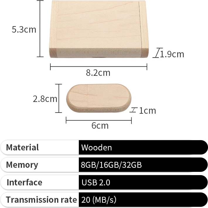 USB Flash Drive 16GB prej Druri me Kuti Ovale Dekorative
