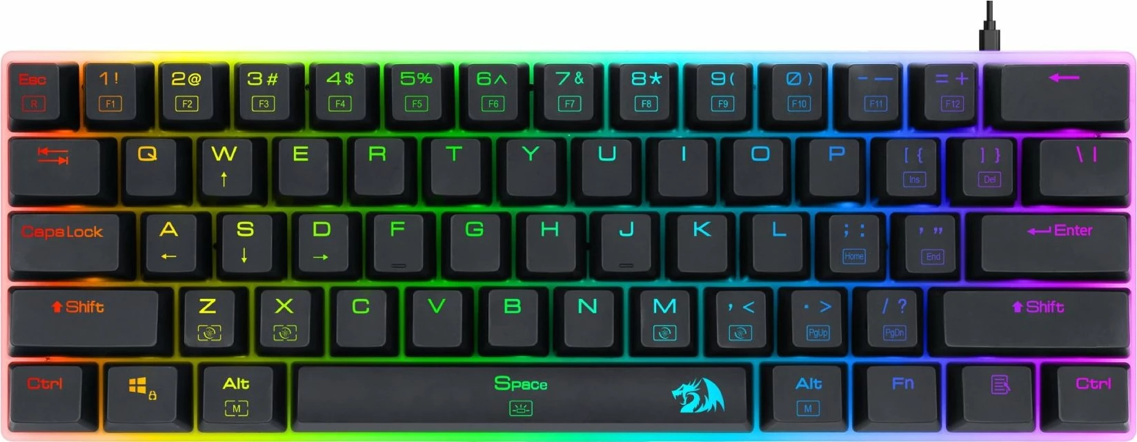 Tastierë mekanike Redragon K605 Alien 61 tasta (60%), RGB, switch Redragon Red, USB-C, e zezë