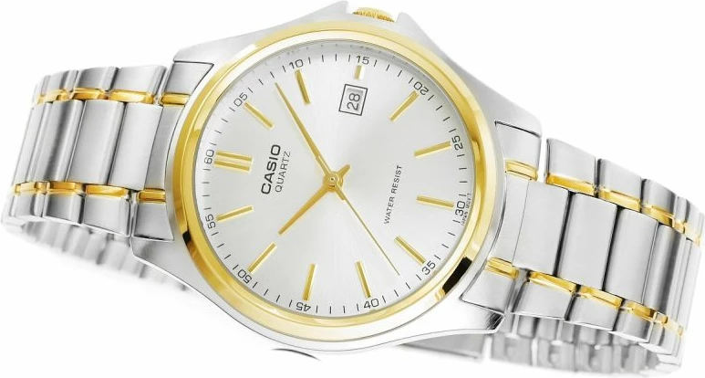 Orë dore për meshkuj Casio, argjend e ar