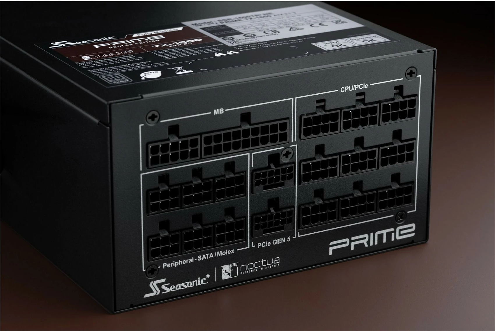 Furnizues rryme (PSU) Seasonic Prime TX-1600 Noctua Edition, 1600W, 80+ Titanium, Fully-Modular, ATX 3.1, kafe/zi