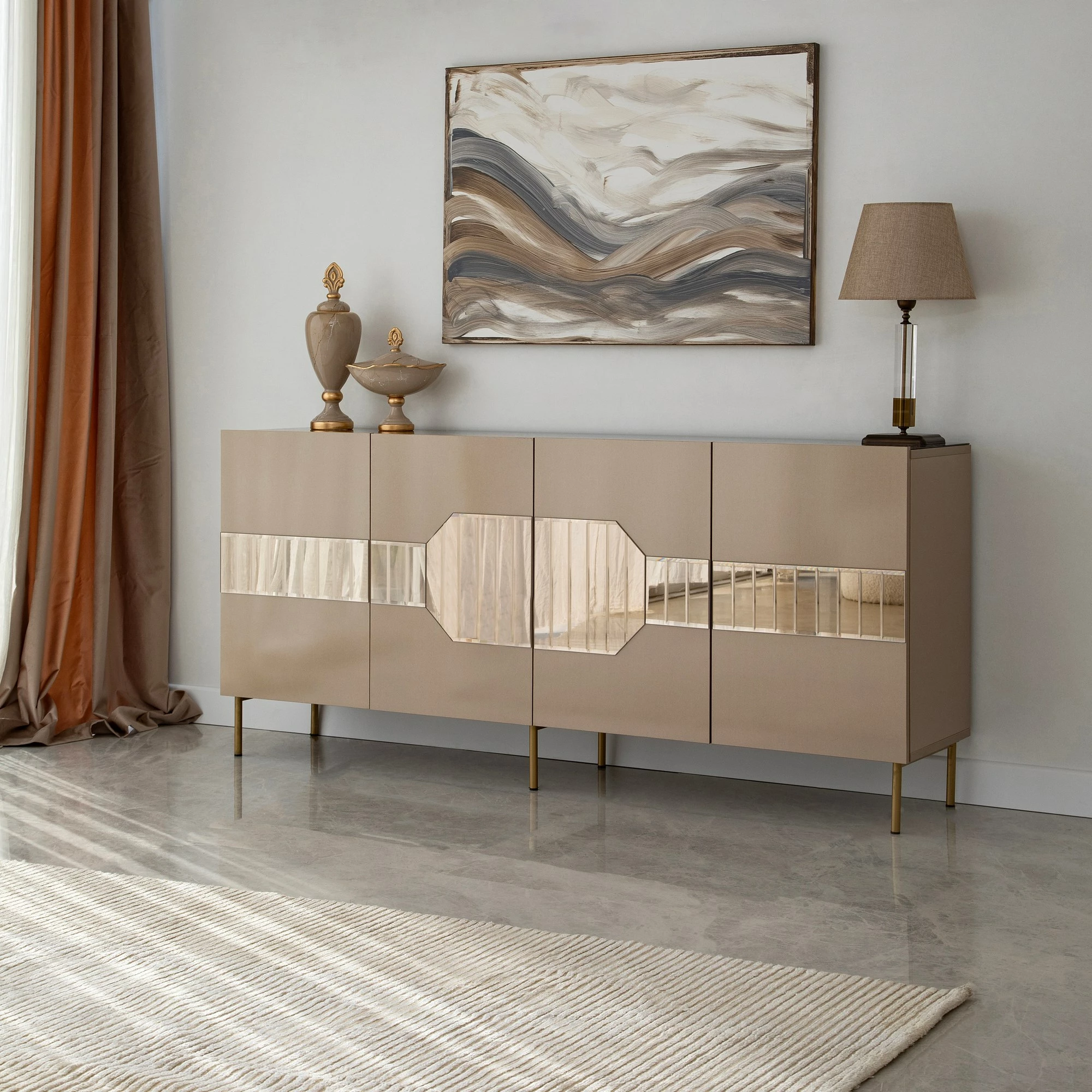 Konsolë Hanah Home, Milan, bronz dhe ar