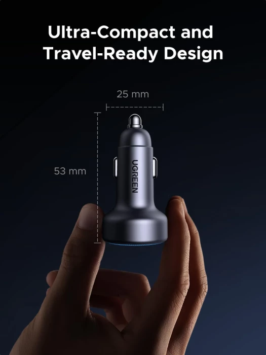 Karikues makine UGREEN 45843 30W, 3 porta (2x USB-C + 1x USB-A), LED blu, gri e errët