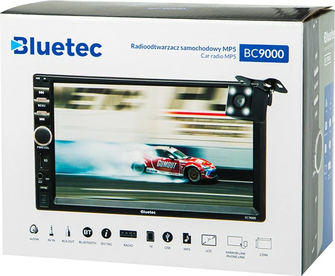 Radio makine BLOW Bluetec BC9000, 2DIN, 7 inç, Bluetooth, USB, microSD, kamerë prapakolp, e zezë