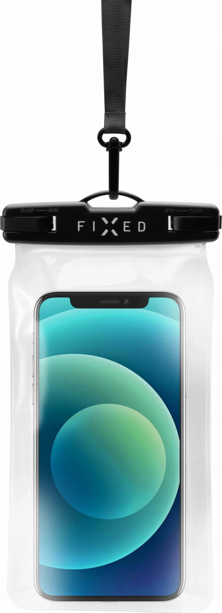 Mbështjellës i papërshkueshëm nga uji Fixed Float FIXFLT-BKK IPX8 për celular deri 7.2\", i zi, me rrip qafe