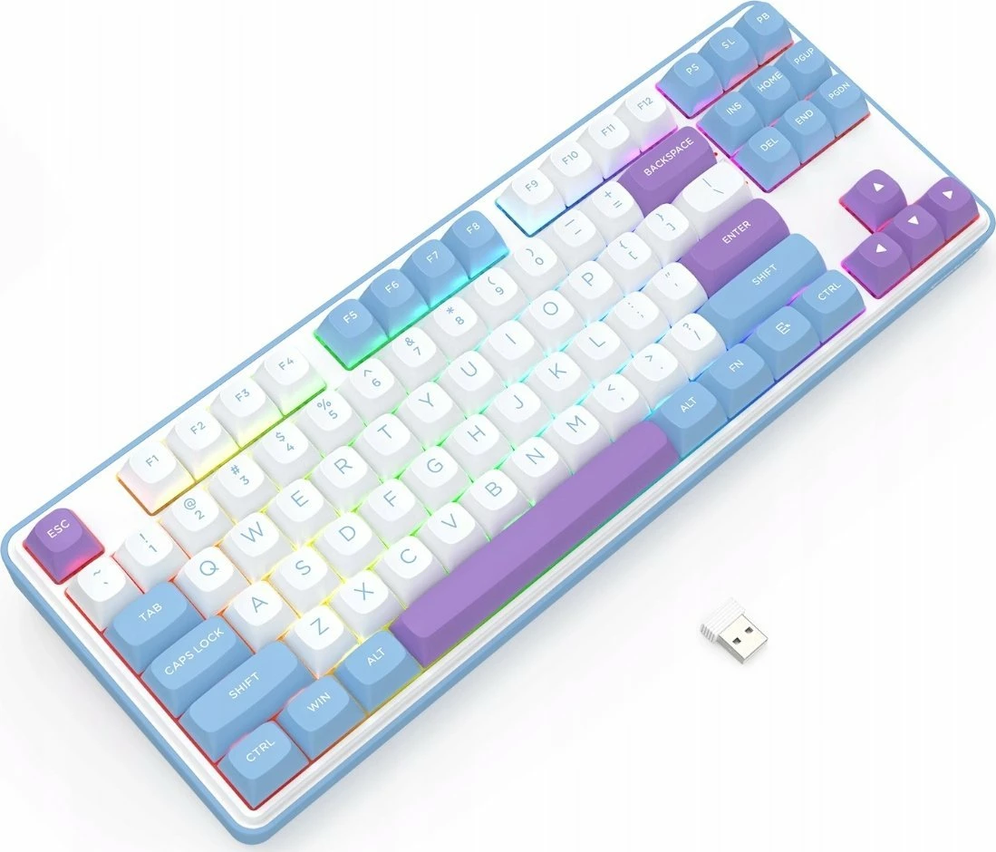 Tastierë gaming Redragon K707WBP-RGB-PRO StarBlade 80% TKL, RGB, tri-mode (USB/Bluetooth/2.4GHz), Mint Mambo switch, e bardhë