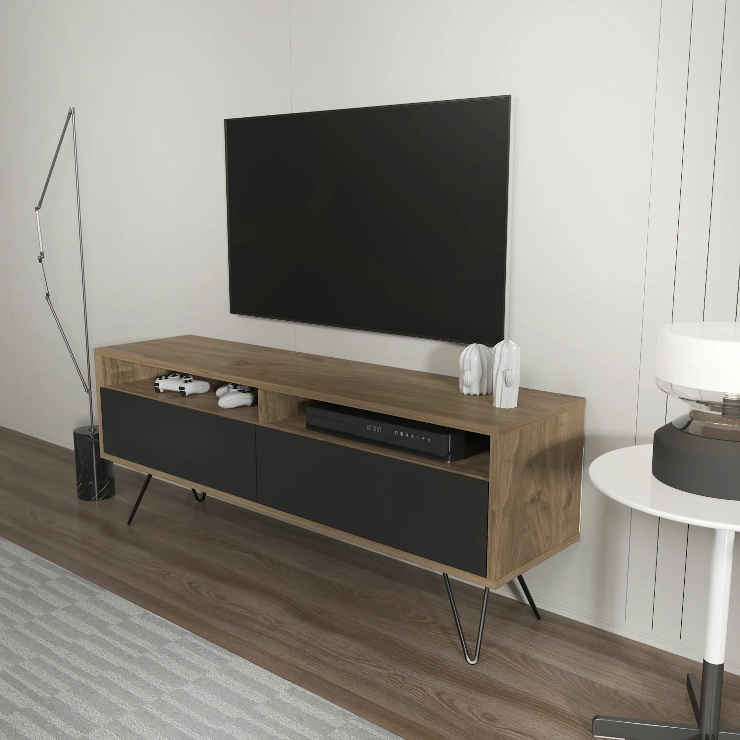 Komodë TV Skye Decor, ngjyrë arre, e zezë