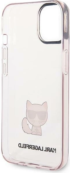 Mbështjellës Karl Lagerfeld Choupette Body për iPhone 14 Plus / 15 Plus, Transparent, Rozë