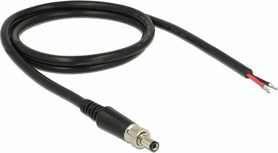 Kabllo rryme DC DeLOCK 89907, 0.95 m, 5.5 x 2.1 mm, skaje të hapura, e zezë