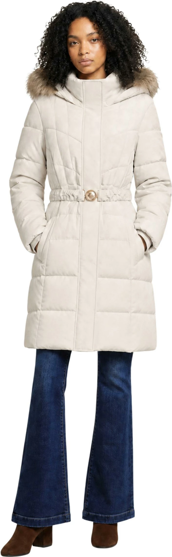 Pallto puffer për femra Guess Marina Medium RE W6BL37 W4085, bezhë e çelët [Madhësia: XL]