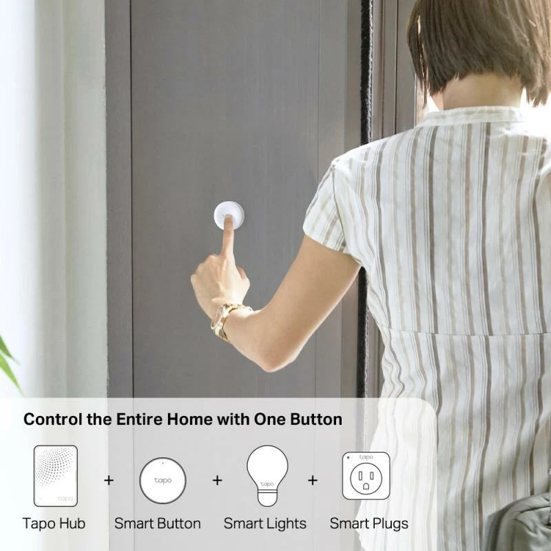 Buton smart TP-Link Tapo S200B, kontroll skenash dhe pajisjesh Tapo, pa tel, i bardhë