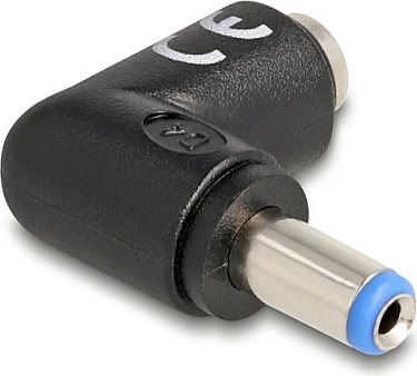 Adapter DC DeLOCK 5.5x2.1mm mashkull në 5.5x2.1mm femër, 90°, 20V, i zi