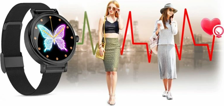 Smartwatch për femra Rubicon, e zezë