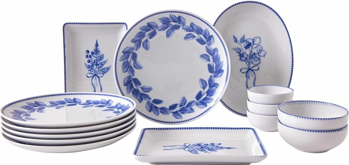 Set mëngjesi 14 pjesësh Hermia, ngjyrë kaltër, 2100002914001