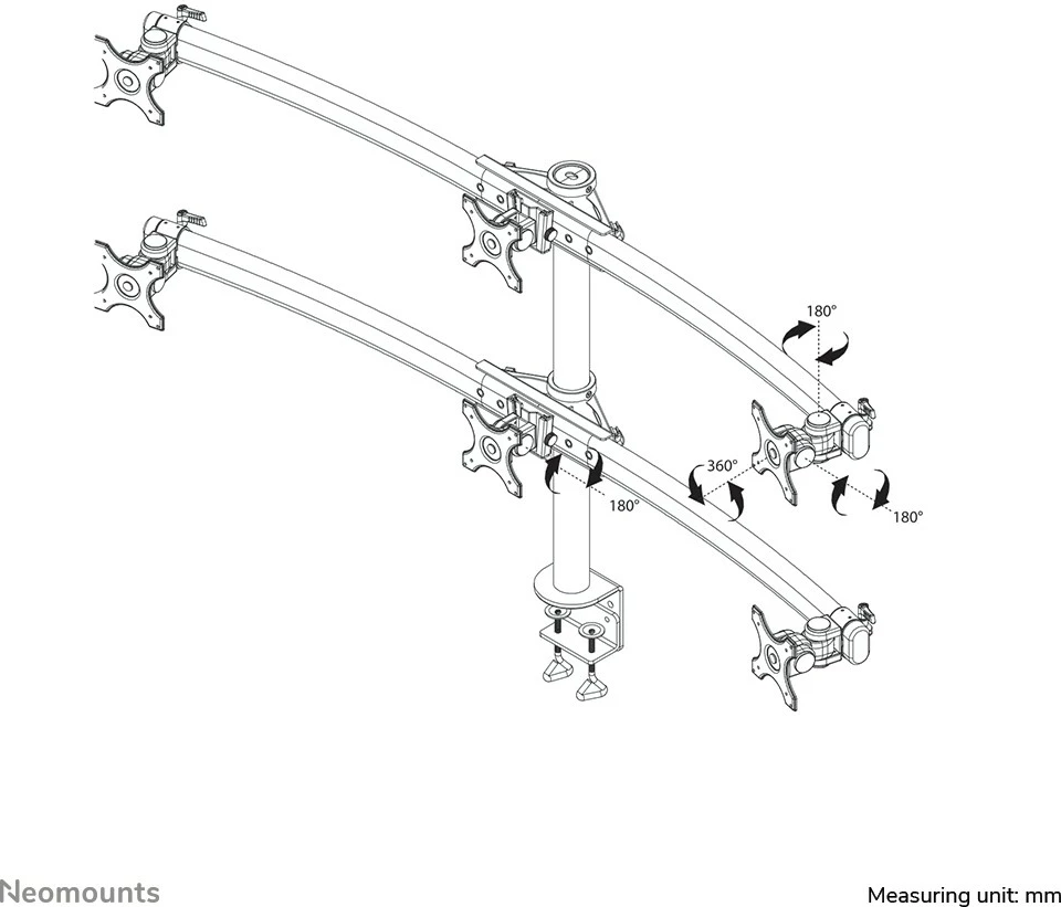 Mbajtës ekrani Neomounts, Newstar, FPMA-D700D6, 6 ekrane, i zi
