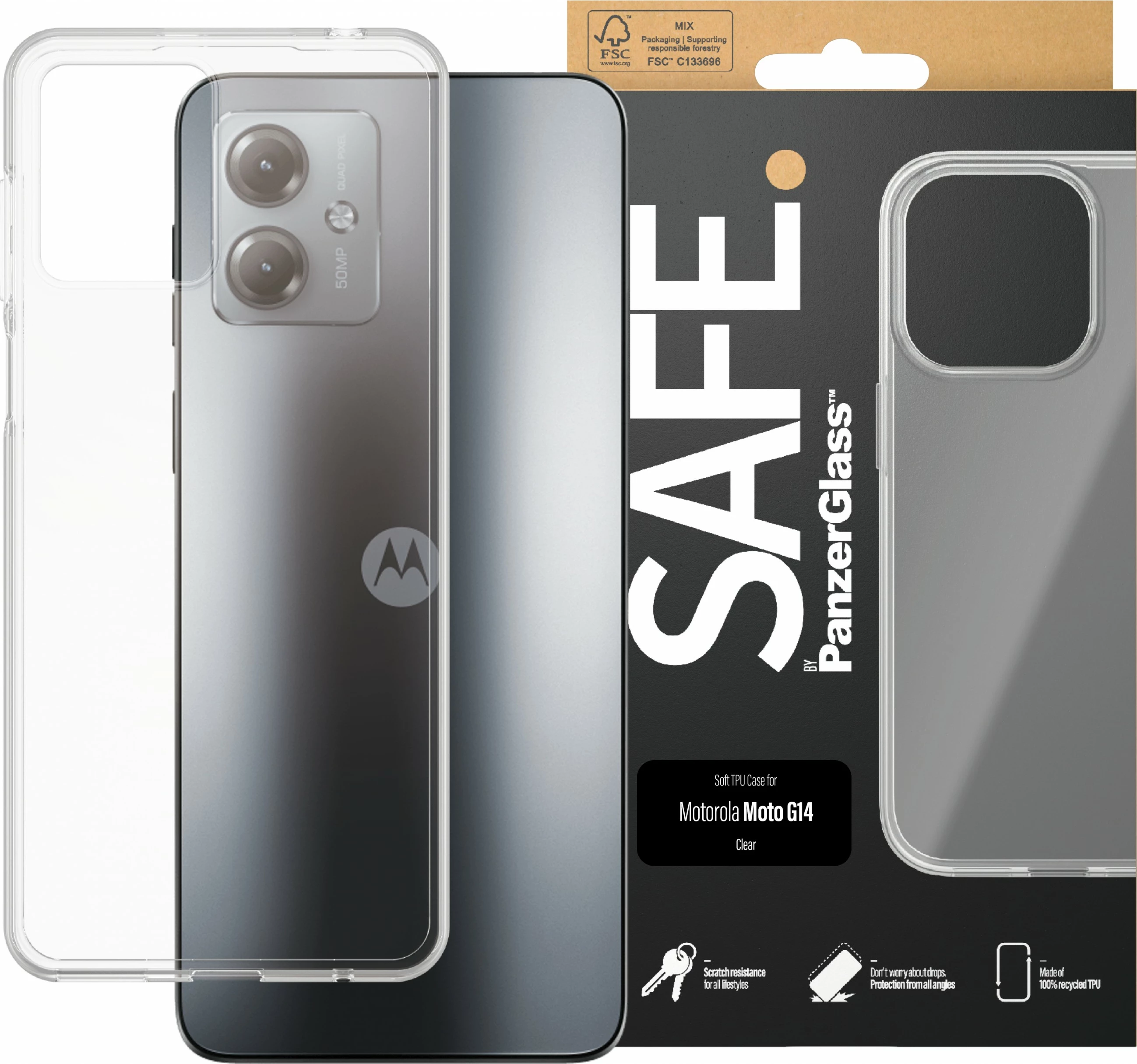 Mbështjellës PanzerGlass Moto G14 transparent