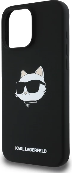 Mbështjellës, Karl Lagerfeld, Silicone Choupette Head Print MagSafe, për iPhone 16 Pro 6.3", silikon hardcase me unazë MagSafe, i zi